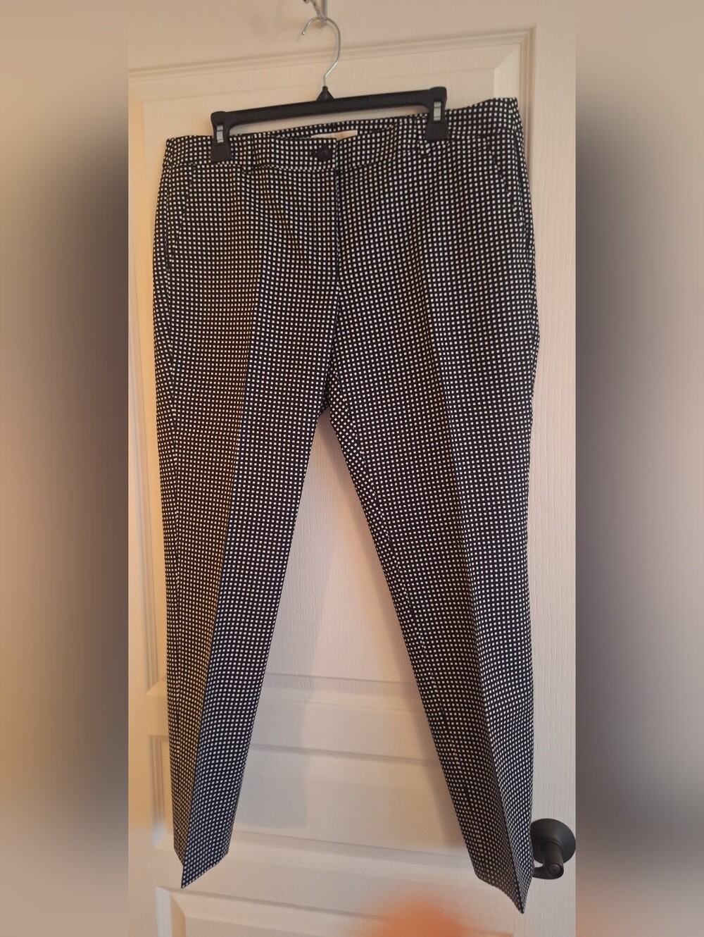 Michael Kors Black and White Micro-Check Dress Pants
